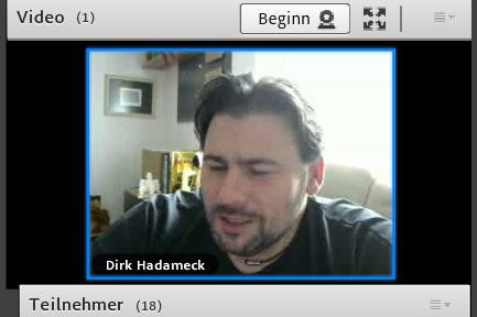 Foto: Lehrkraft Dirk Hadameck erscheint per Webcam auf dem Bildschirm